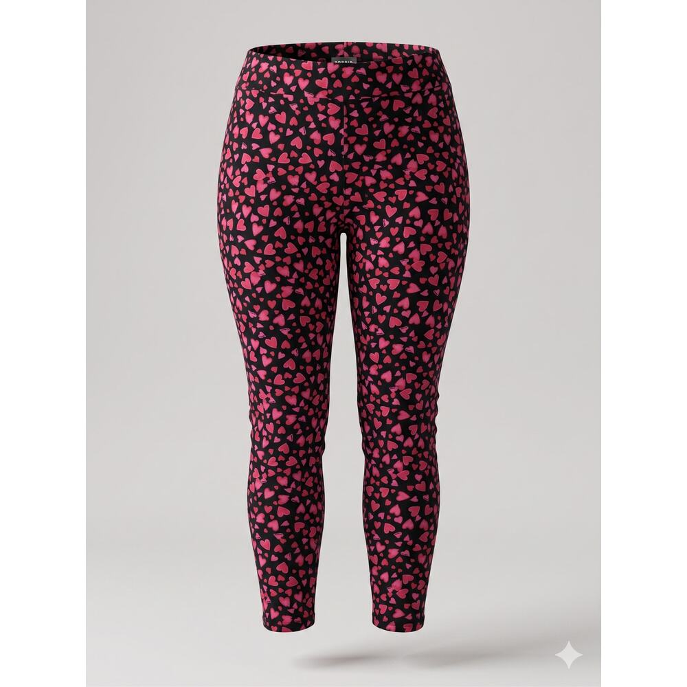 Torrid Women L Athleisure Coquette Romantic Y2K Indie Heart Print Capri Leggings